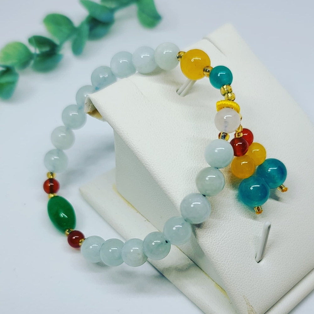 Natural Aquamarine and mixed Agate charm bracelet ✨